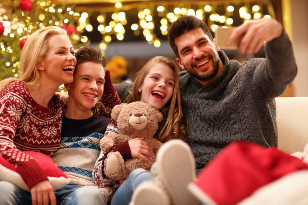 Happy family around the holidays, prevent child sexual abuse during holidays in Irvine, CA